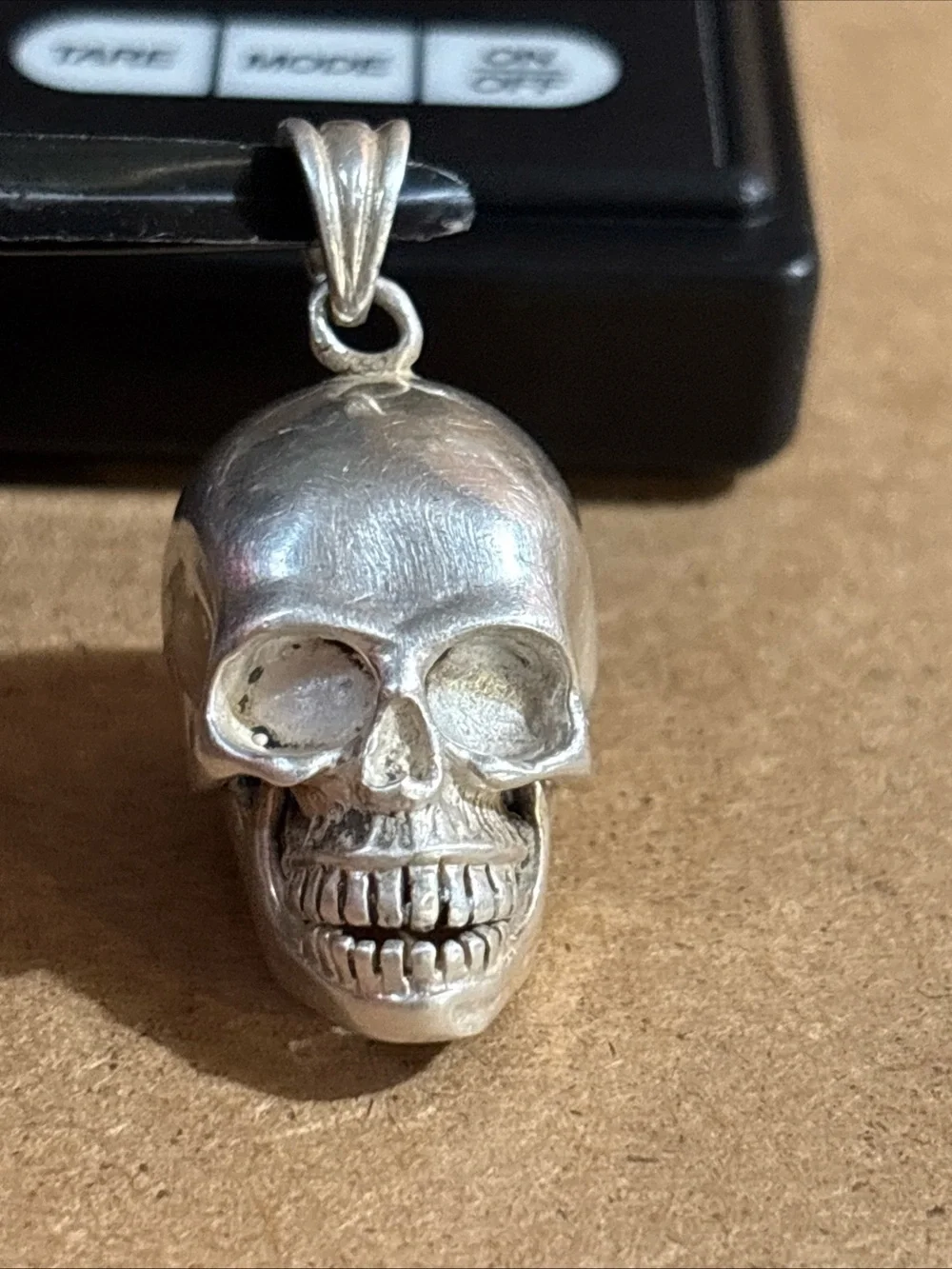 Silver 925 Skull With Hinge Jaw And Hidden Storage Pendant With Miniature Skull